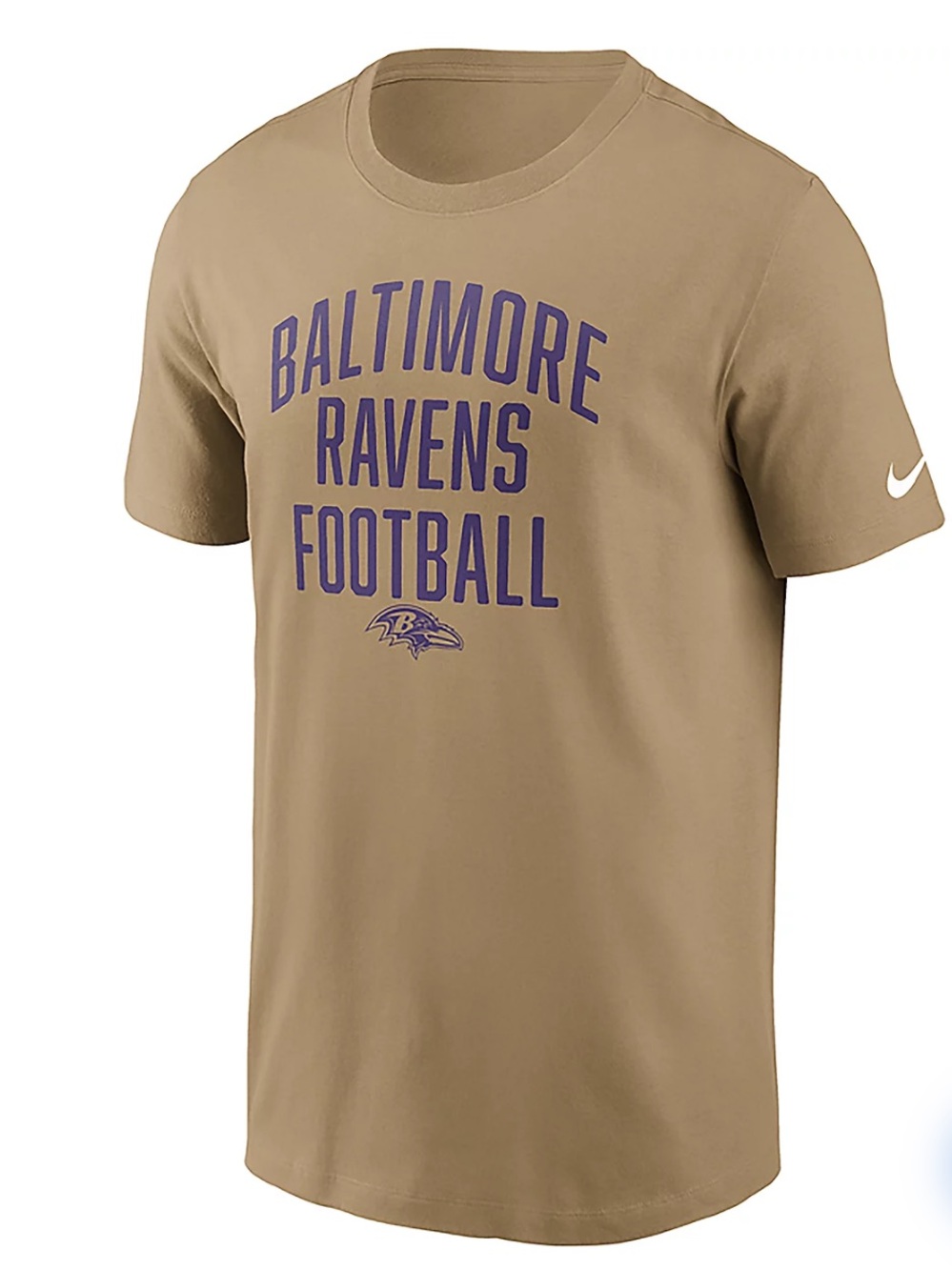 Nike Men's Ravens Rewind Essential T-Shirt tan size L new